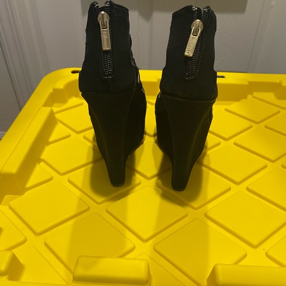 Black open toe platform wedges - Picture 3 of 6